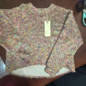 Lanston xs oversized sweater colorblock preppy cottage core